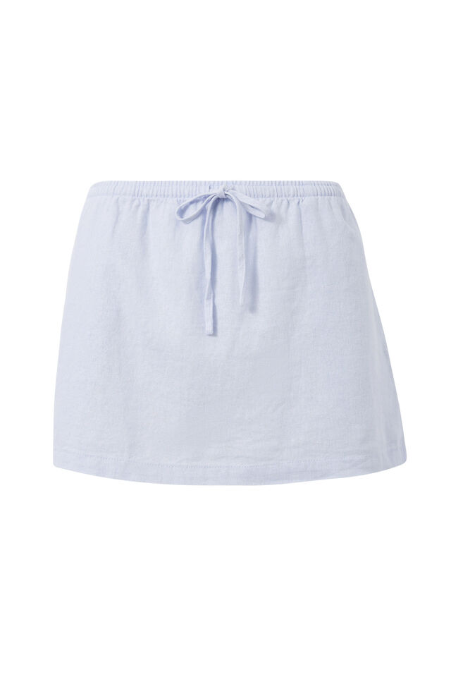 Henley Relaxed Linen Mini Skirt, MILKY BLUE