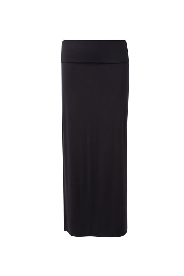Wren Foldback Maxi Skirt, BLACK