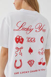 Oversized Graphic Tee, WHITE/LUCKY YOU - alternate image 1