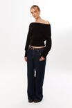 Pippa Off Shoulder Knit Jumper, BLACK - alternate image 1