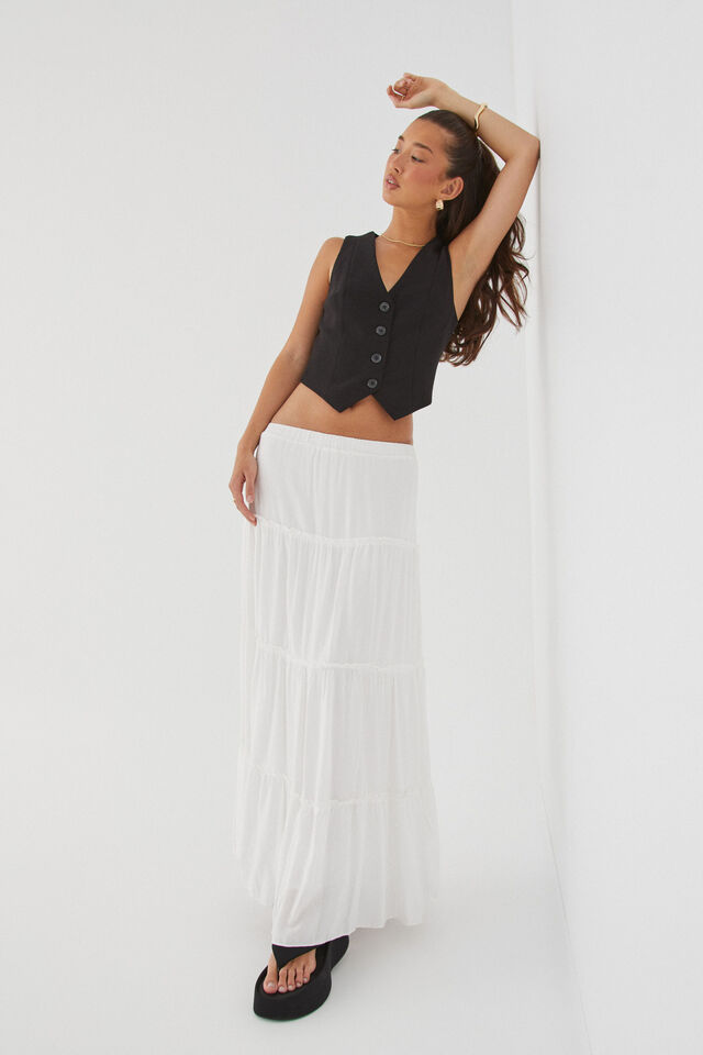 Sadie Tiered Maxi Skirt, SUMMER WHITE