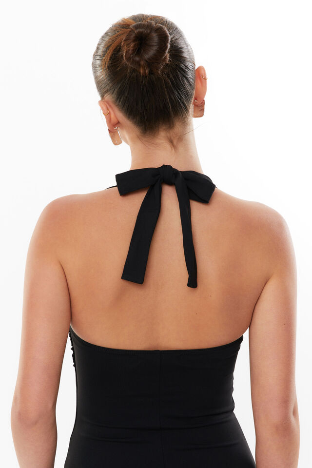 Kylie Halter A-Line Mini Dress, BLACK