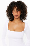 Elodie Square Neck Long Sleeve Top, WHITE - alternate image 4