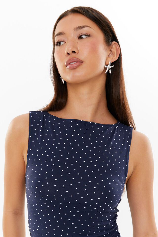 Maya A-Line Mini Dress, JANE SPOT NAVY WHITE