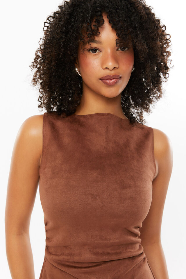 Shop Formal Dress - Maya A-Line Faux Suede Mini Dress fifth image