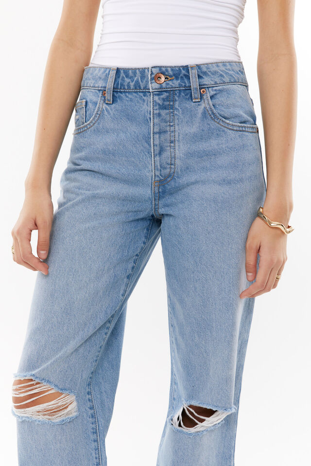 Straight Leg Ripped Jean, RIVIERA BLUE