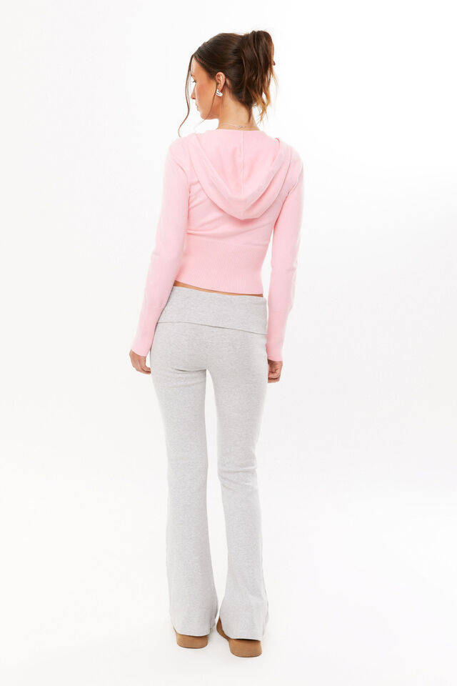 Katie Zip Through Knit Hoodie, ROSETTE PINK