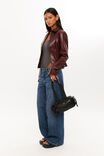 Gracie Collared Faux Leather Jacket, CHERRY - alternate image 5