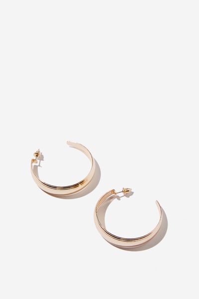 Jessie Texture Hoop Earrings, GOLD