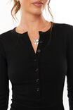 Harriet Henley Long Sleeve Top, BLACK - alternate image 4