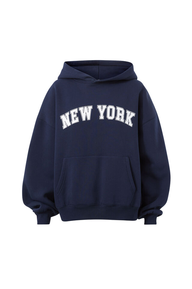 New York Oversized Fleece Hoodie, NIGHT NAVY/NEW YORK