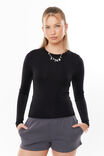 Luxe Long Sleeve Longline Tee, BLACK - alternate image 1