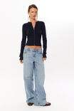 Shelby Zip Through Crew Neck Jumper, NAVY LEAGUE - alternate image 2