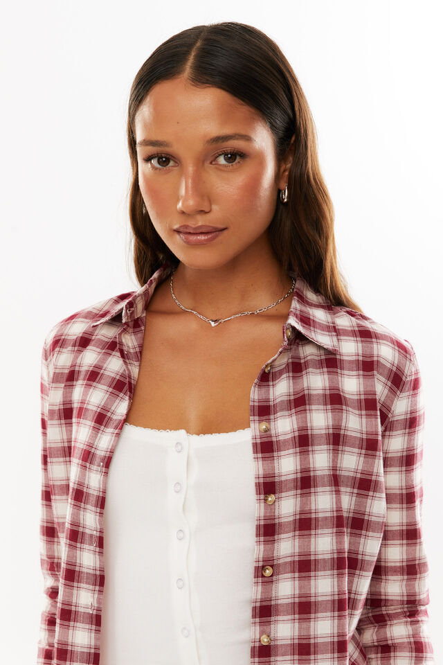Cindy Check Shirt, RED/WHITE CHECK