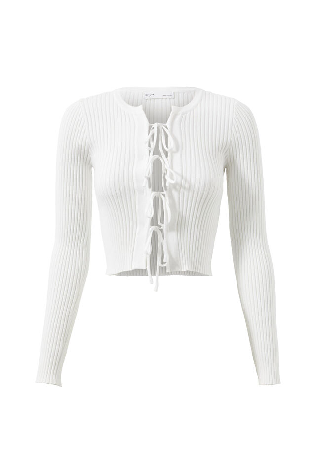 Tanelle Tie Front Knit Top, WINTER WHITE