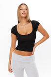 Giselle Scoop Neck Tee, BLACK - alternate image 1