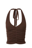 Rami Ruched Halter Top, ESPRESSO BROWN - alternate image 6