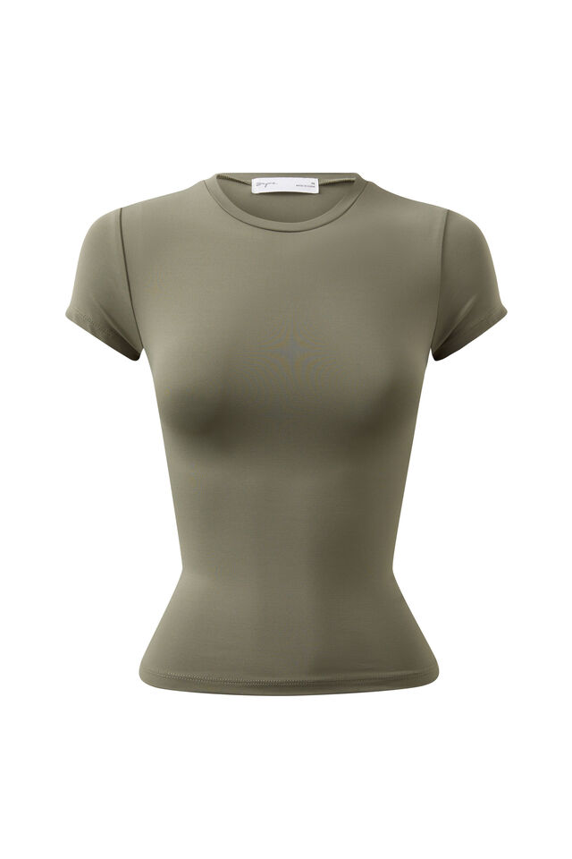 Luxe Longline Tee, OLIVE GREEN