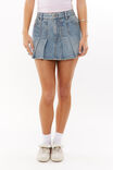 Pleated Denim Mini Skirt, HAZE BLUE - alternate image 4