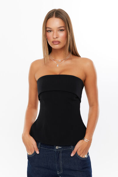 Pamela Strapless Top, BLACK