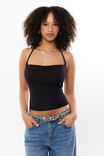 Soft Cowl Neck Halter Top, BLACK - alternate image 1