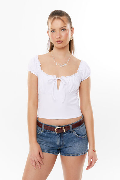 Jojo Short Sleeve Top, WHITE