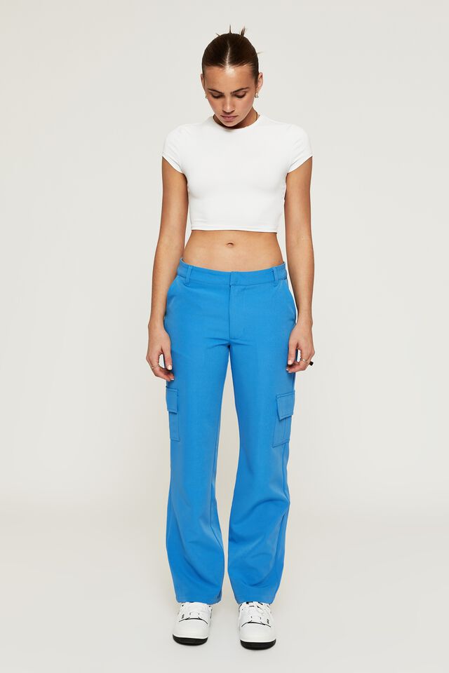 Phoebe Low Rise Slim Cargo Pant, BAHAMA BLUE