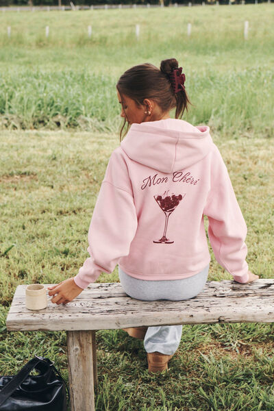 Ella Oversized Fleece Hoodie, ROSETTE PINK/CHERRYTINI