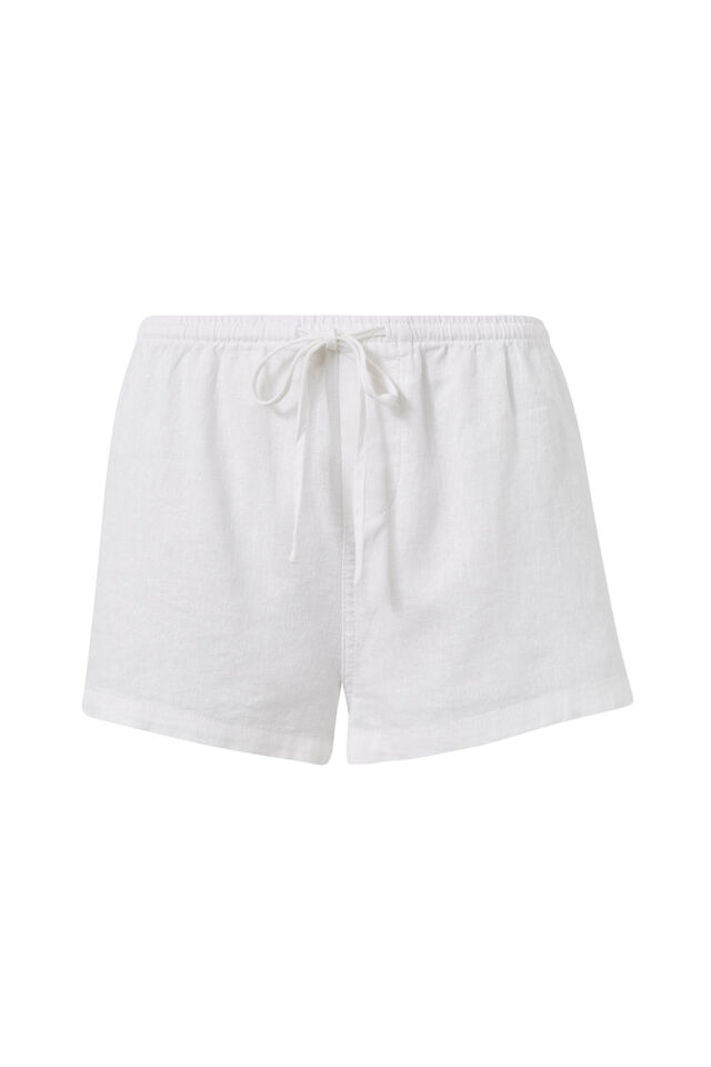 Henley Relaxed Linen Short, WHITE