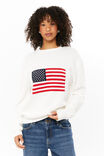 Bambie Crew Jumper, WINTER WHITE/USA FLAG - alternate image 2