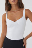 Luxe Scoop Neck Ruched Bodysuit, WHITE - alternate image 4