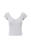 Neve Short Sleeve Off Shoulder Top, GREY MARLE - alternate image 6