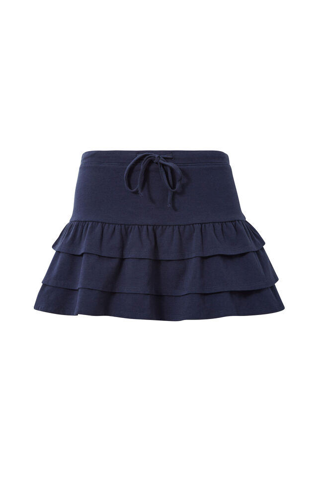 Elena Jersey Frill Mini Skirt, ALL STAR NAVY