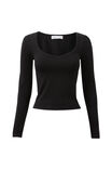 Vivian V Neck Long Sleeve Top, BLACK - alternate image 6