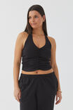 Rami Ruched Halter Top, BLACK - alternate image 1