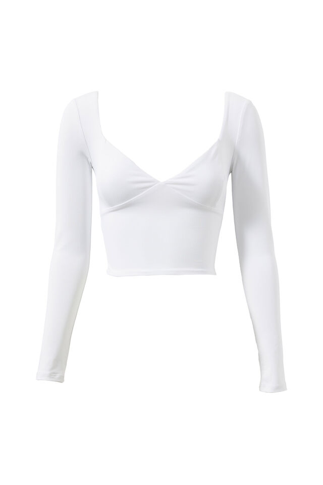 Luxe Kya Long Sleeve Top, WHITE