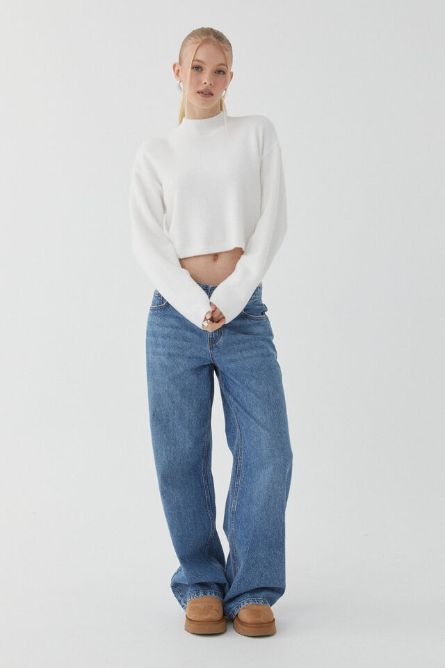 Marley Mock Neck Knit Jumper, MERINGUE WHITE