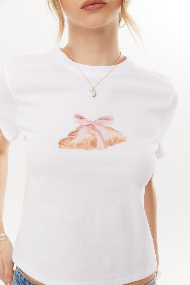 Croissant Everyday Graphic Tee, WHITE/CROISSANT