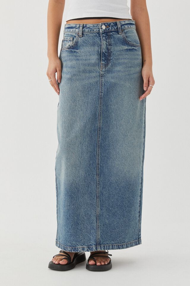 Cali Denim Maxi Skirt, COYOTE BLUE