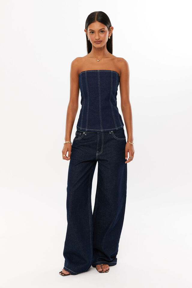 Delilah Denim Corset, INDIGO
