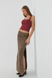 Soft Ruched Split Maxi Skirt, NINA LEOPARD BROWN - alternate image 5