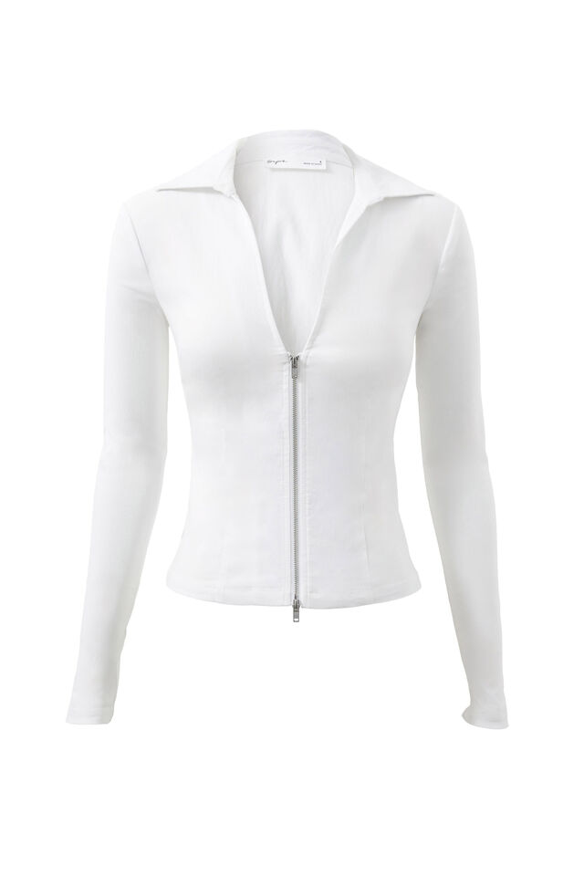 Isabel Zip Through Shirt, WHITE