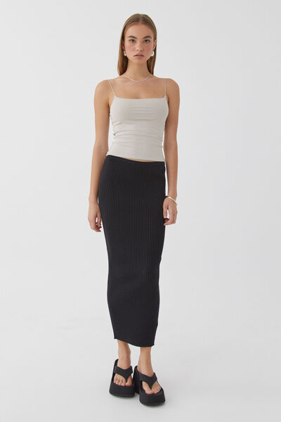 Kenzie Knit Maxi Skirt, BLACK