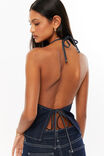 Denim Open Back Halter Top, INDIGO - alternate image 2