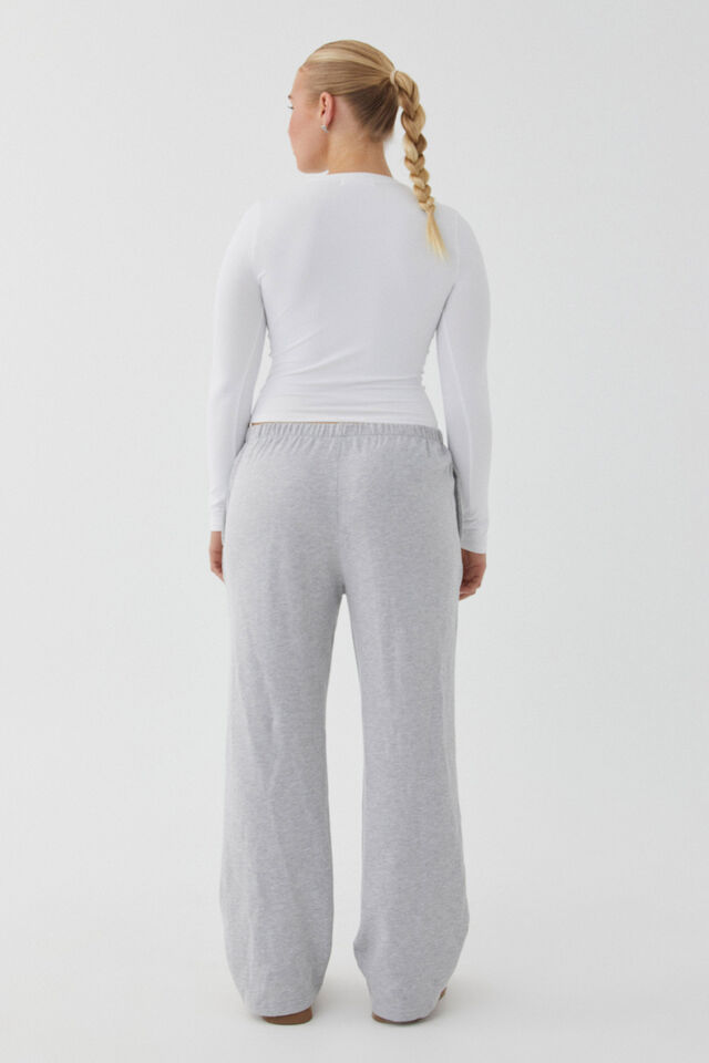 Relaxed Wide Leg Track Pant, SILVER GREY MARLE
