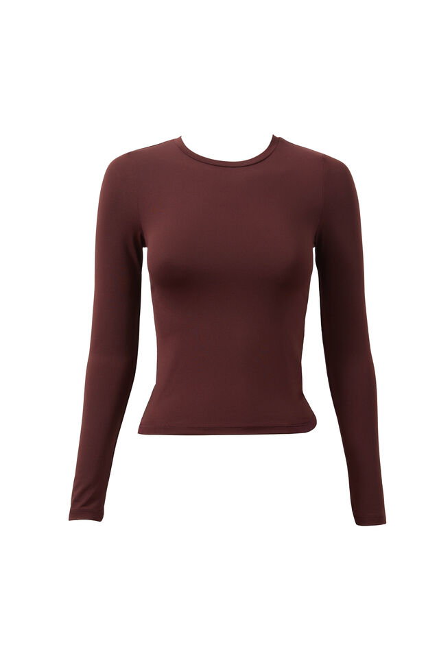 Luxe Long Sleeve Longline Tee, WINTER WINE