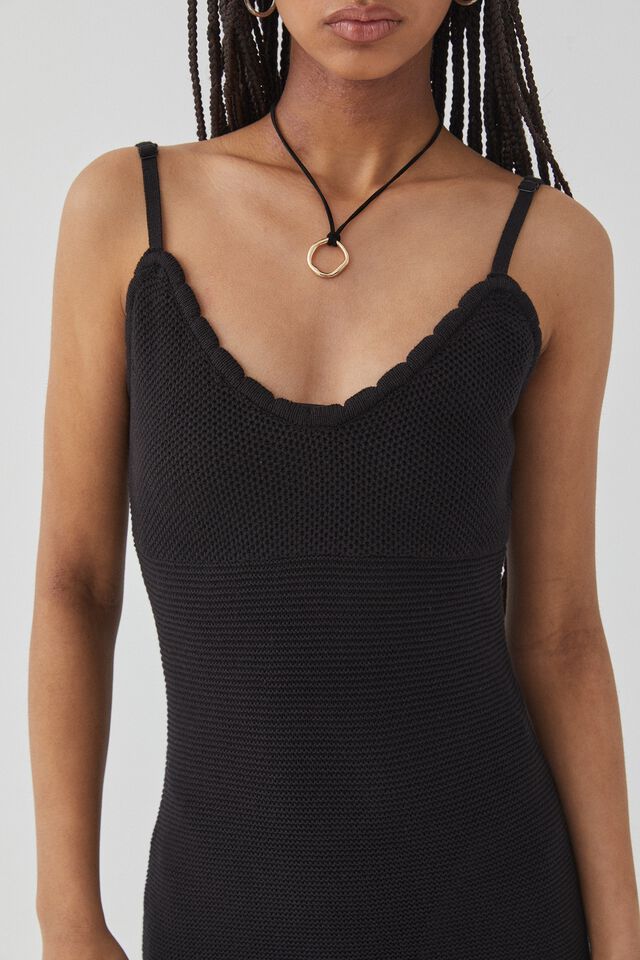 Kylie Crochet Mini Dress, BLACK
