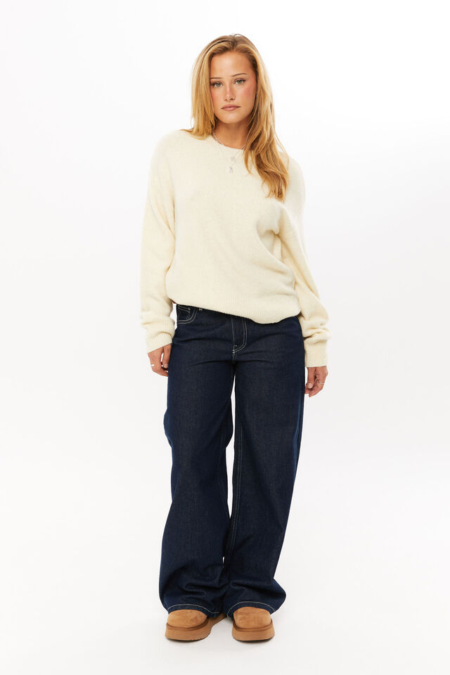 Romee Crew Neck Knit Jumper, BUTTER CREAM