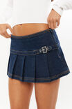 Ashley Pleated Denim Mini Skirt, INDIGO - alternate image 4