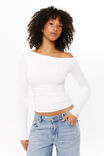 Soft Long Sleeve Off Shoulder Top, WINTER WHITE - alternate image 2